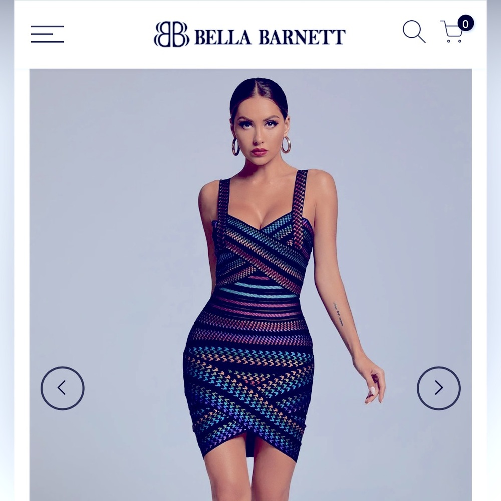 Bella Barnett rainbow bandage dress. Size Medium. New without Tags.